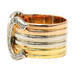 Bague CARTIER "Double C" en or blanc, or jaune, or rose et diamants - Castafiore
