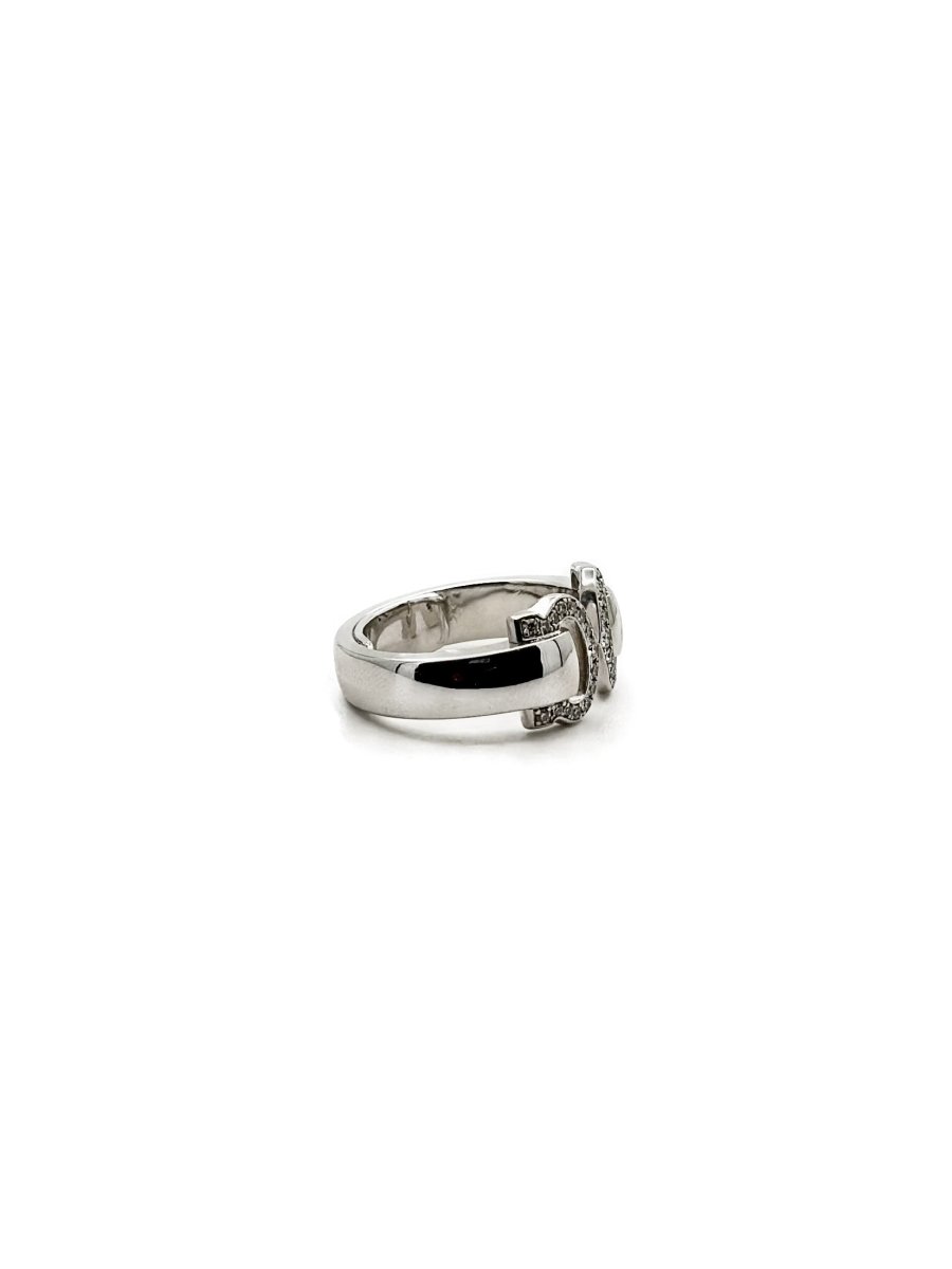 Bague CARTIER Double c en or gris et diamant - Castafiore