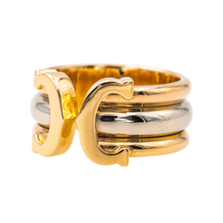 Bague CARTIER, " Double C" en or jaune, blanc et rose - Castafiore
