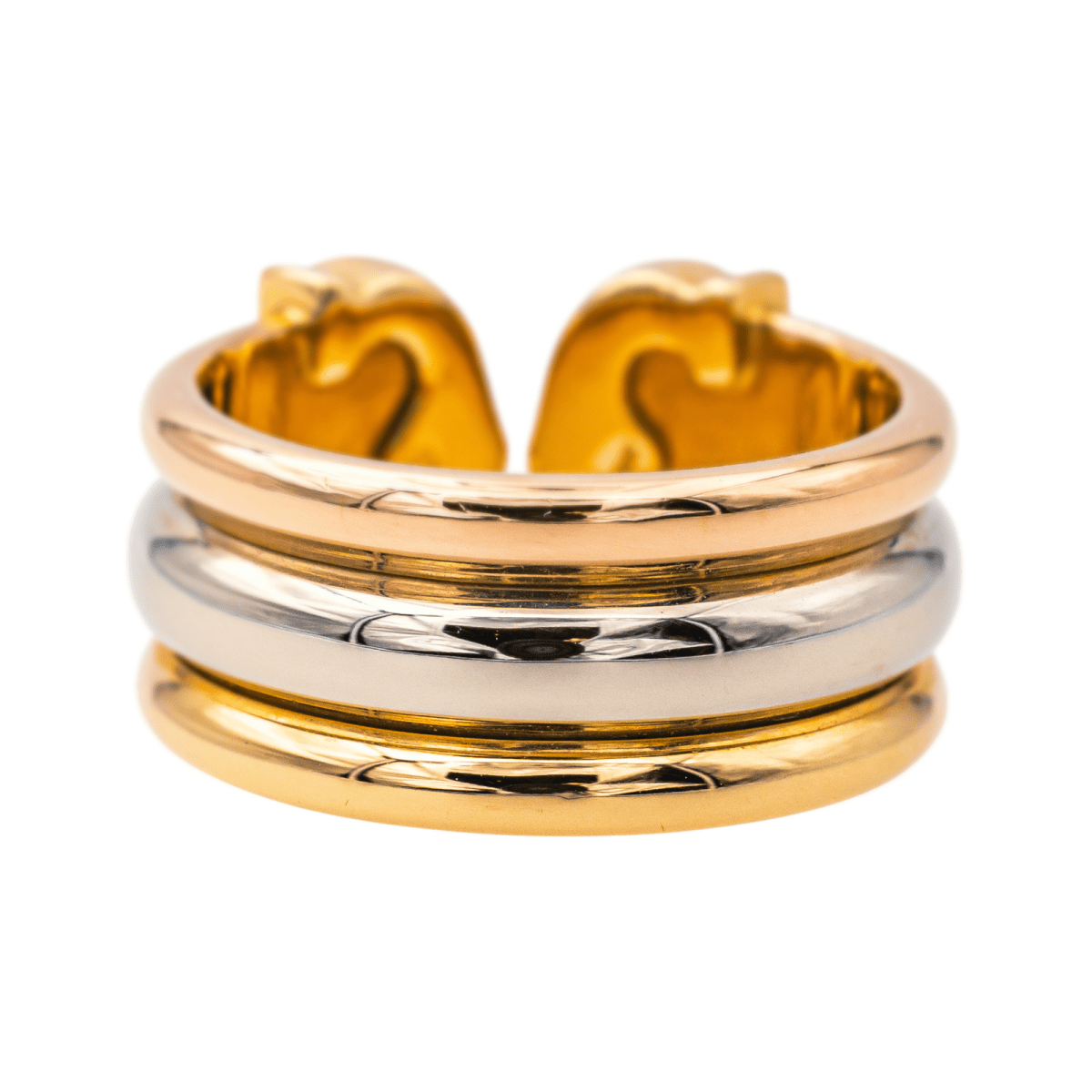 Bague CARTIER, " Double C" en or jaune, blanc et rose - Castafiore