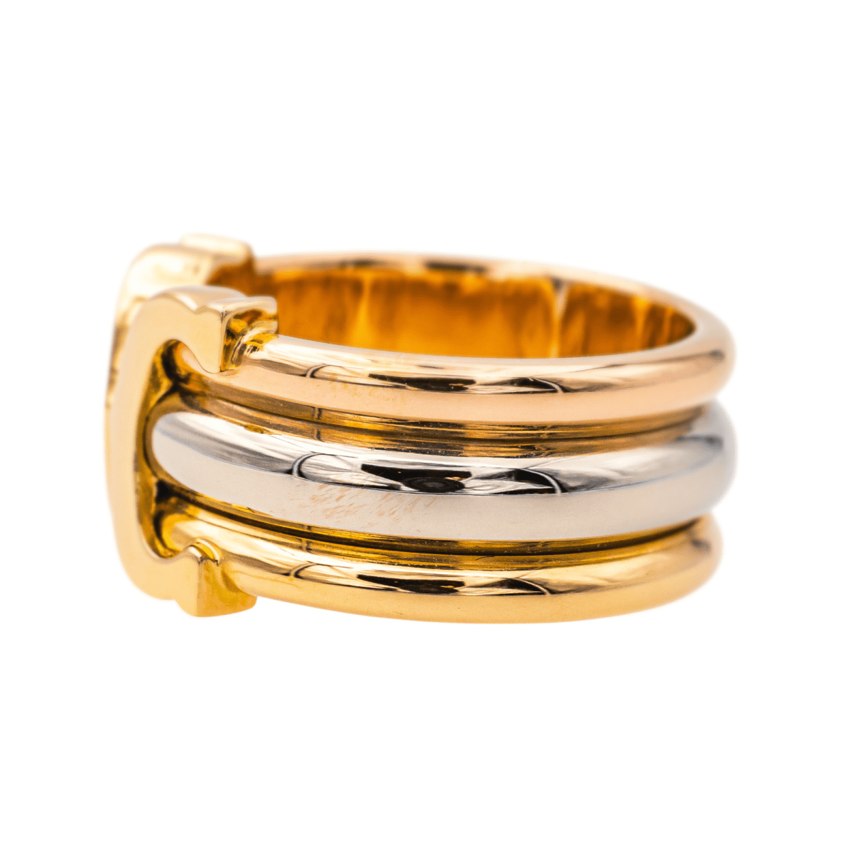 Bague CARTIER, " Double C" en or jaune, blanc et rose - Castafiore