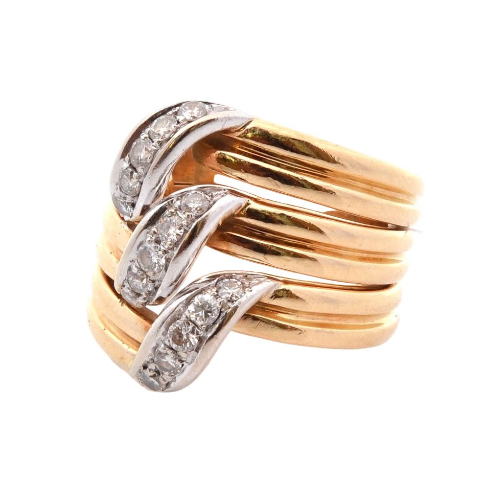 Bague CARTIER en or jaune, platine, et diamants - Castafiore