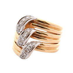 Bague CARTIER en or jaune, platine, et diamants - Castafiore