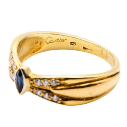 Bague CARTIER en or jaune, saphir et diamants - Castafiore