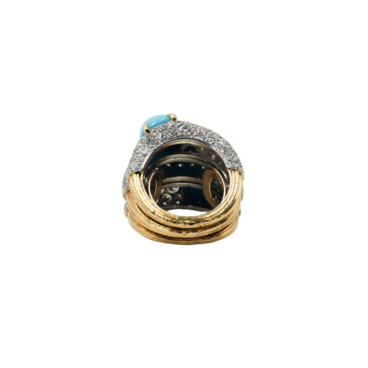 Bague CARTIER en or jaune turquoises et diamants - Castafiore