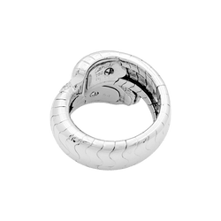 Bague CARTIER "Lakarda" en or blanc, émeraudes, laque et diamants - Castafiore
