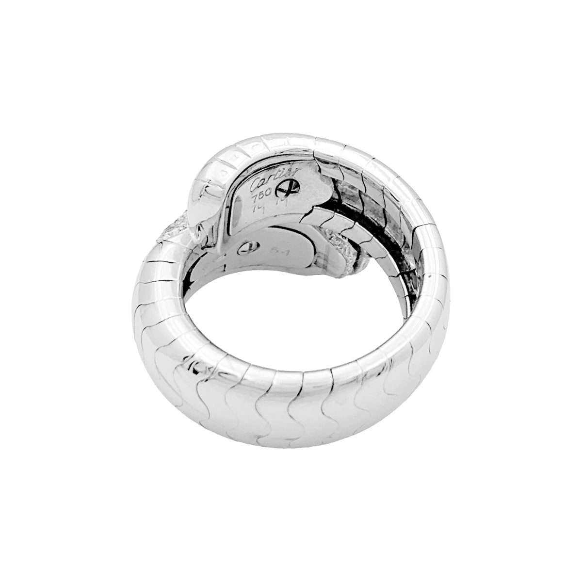 Bague CARTIER "Lakarda" en or blanc, émeraudes, laque et diamants - Castafiore