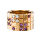 Bague CARTIER "Lanière" en or jaune, saphirs roses et diamants - Castafiore