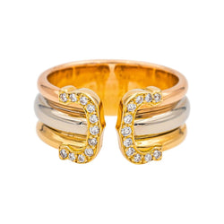 Bague CARTIER "Large" en or jaune, blanc, or rose et diamants - Castafiore