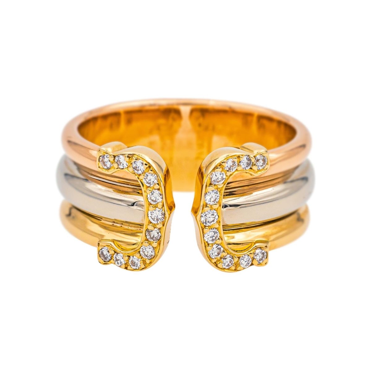 Bague CARTIER "Large" en or jaune, blanc, or rose et diamants - Castafiore