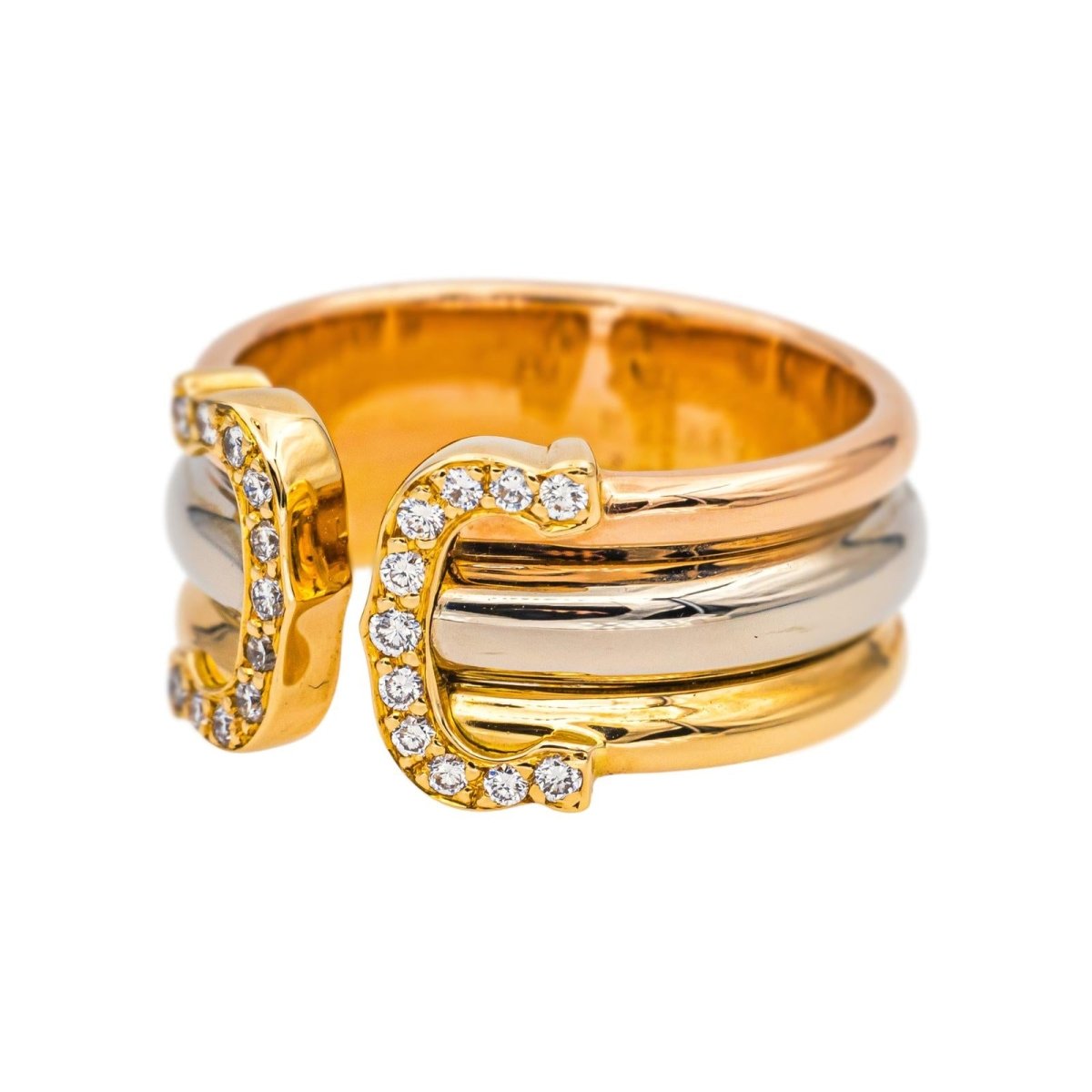 Bague CARTIER "Large" en or jaune, blanc, or rose et diamants - Castafiore