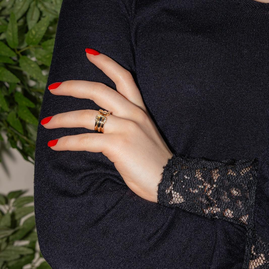 Bague CARTIER "Large" en or jaune, blanc, or rose et diamants - Castafiore