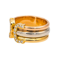 Bague CARTIER "Large" en or jaune, blanc, or rose et diamants - Castafiore