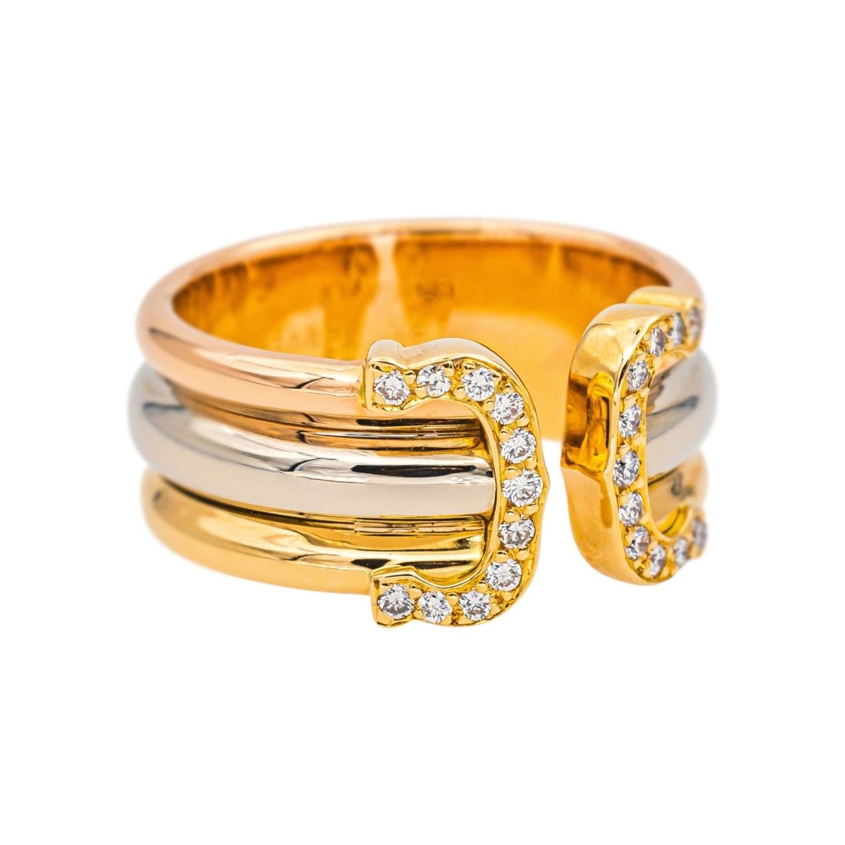 Bague CARTIER "Large" en or jaune, blanc, or rose et diamants - Castafiore