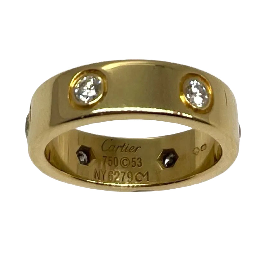 Bague CARTIER Love grand modèle en or jaune et diamants - Castafiore