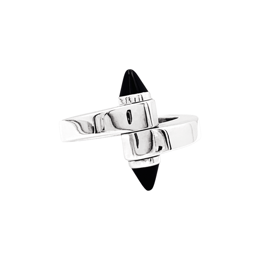 Bague CARTIER "Menottes" en or blanc et onyx - Castafiore