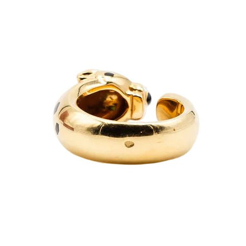 Bague CARTIER "Panthère" en or jaune, grenats tsavorites, onyx et laque noire - Castafiore
