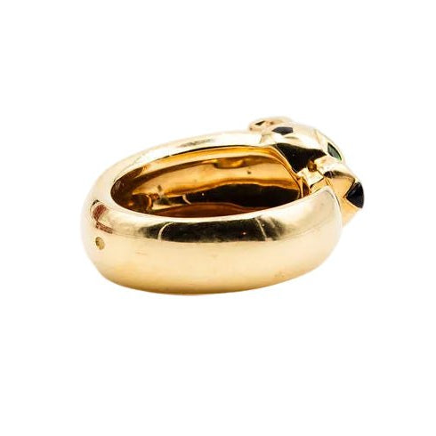Bague CARTIER "Panthère" en or jaune, grenats tsavorites, onyx et laque noire - Castafiore
