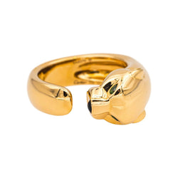 Bague CARTIER "Panthère" en or jaune, tsavorites et onyx - Castafiore
