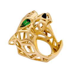 Bague CARTIER Panthère en or jaune tsavorites onyx - Castafiore