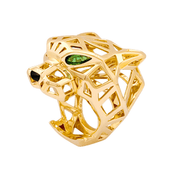 Bague CARTIER Panthère en or jaune tsavorites onyx - Castafiore