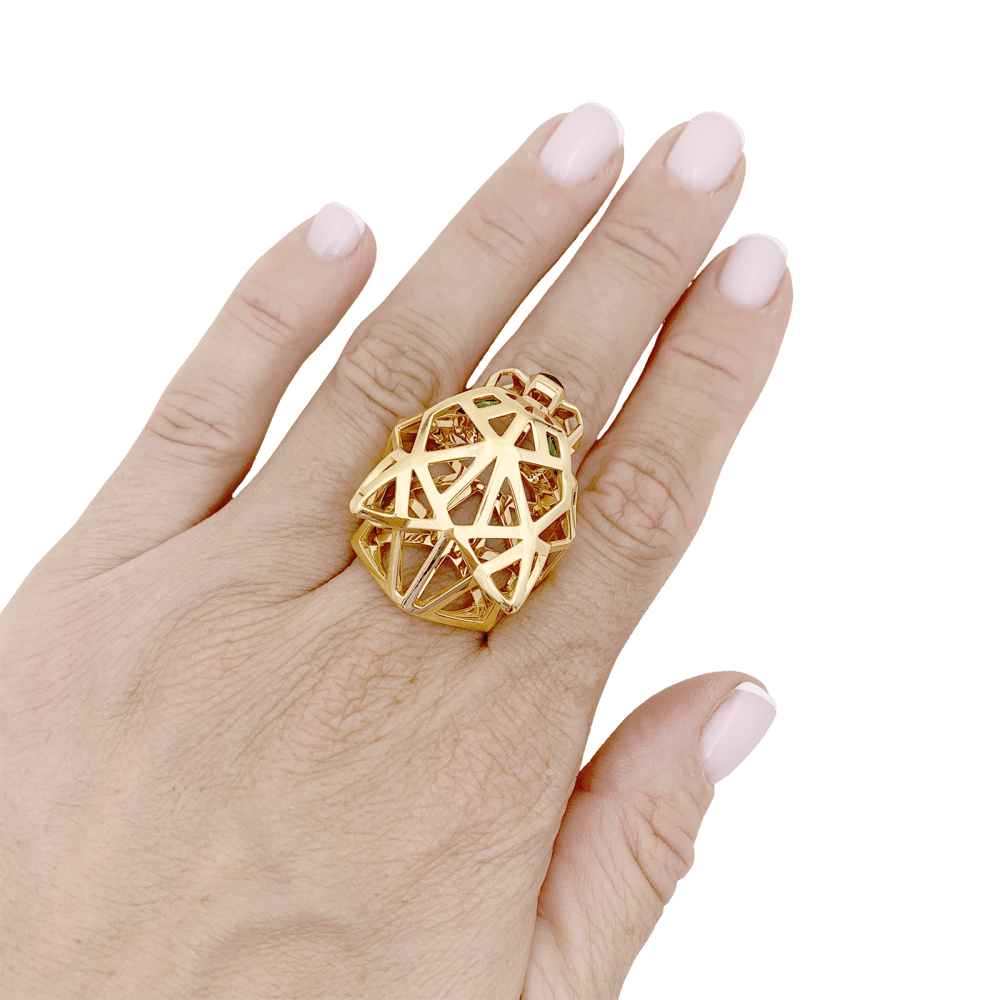 Bague CARTIER Panthère en or jaune tsavorites onyx - Castafiore