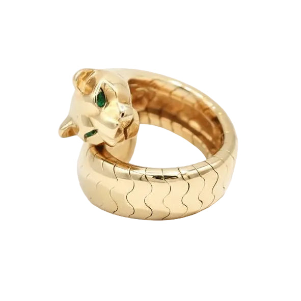 Bague CARTIER, Panthère La Carda en or jaune , tsavorite et onyx - Castafiore