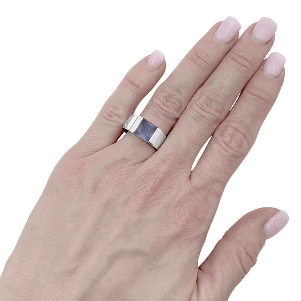 Bague CARTIER "Tank" en or blanc et calcédoine - Castafiore