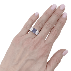 Bague CARTIER "Tank" en or blanc et calcédoine - Castafiore