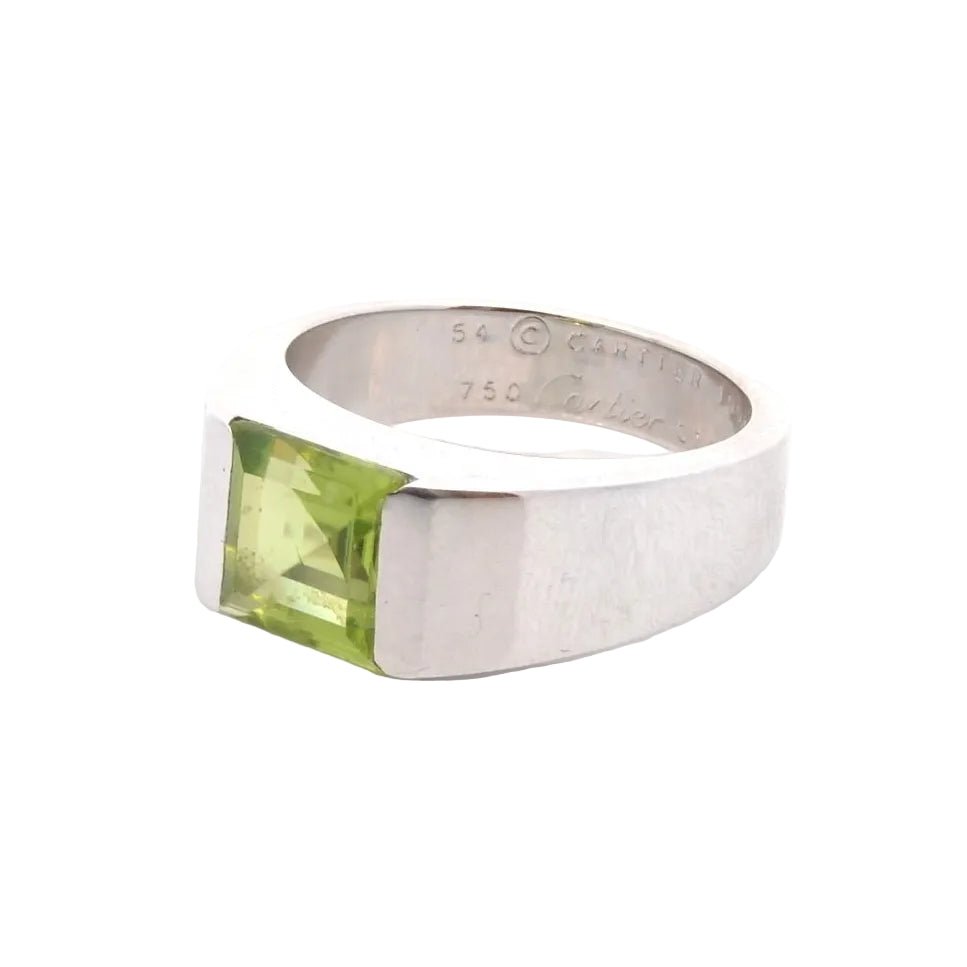Bague CARTIER "Tank" en or blanc et péridot - Castafiore