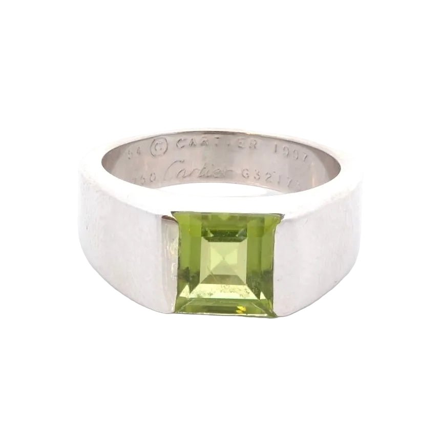 Bague CARTIER "Tank" en or blanc et péridot - Castafiore