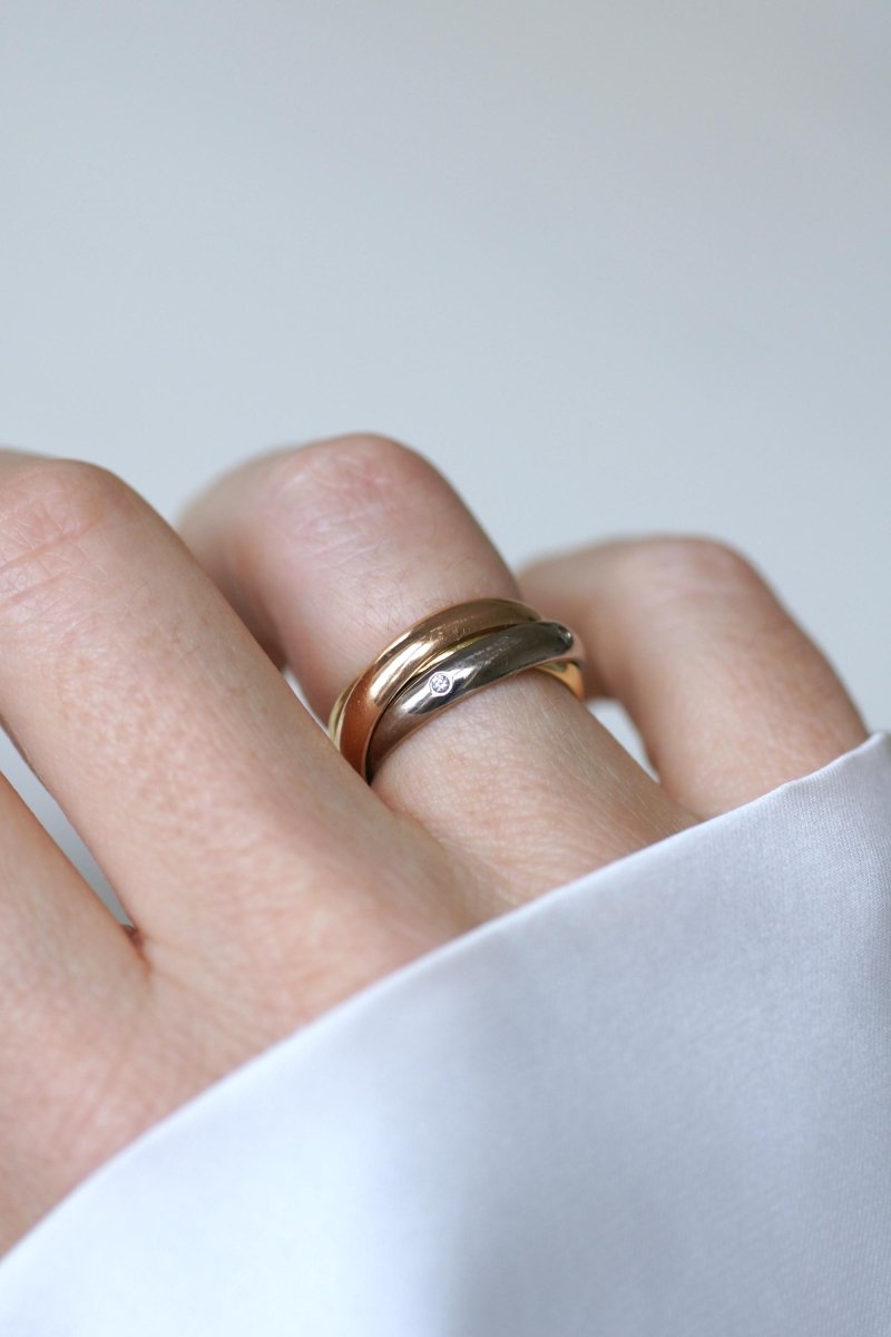 Bague Cartier Trinity 3 Ors Modèle Classique 5 Diamants Taille 49 - Castafiore