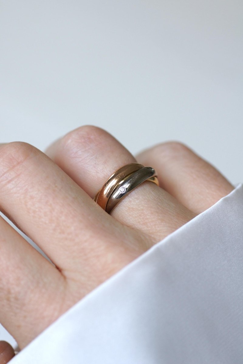 Bague Cartier Trinity 3 Ors Modèle Classique 5 Diamants Taille 49 - Castafiore