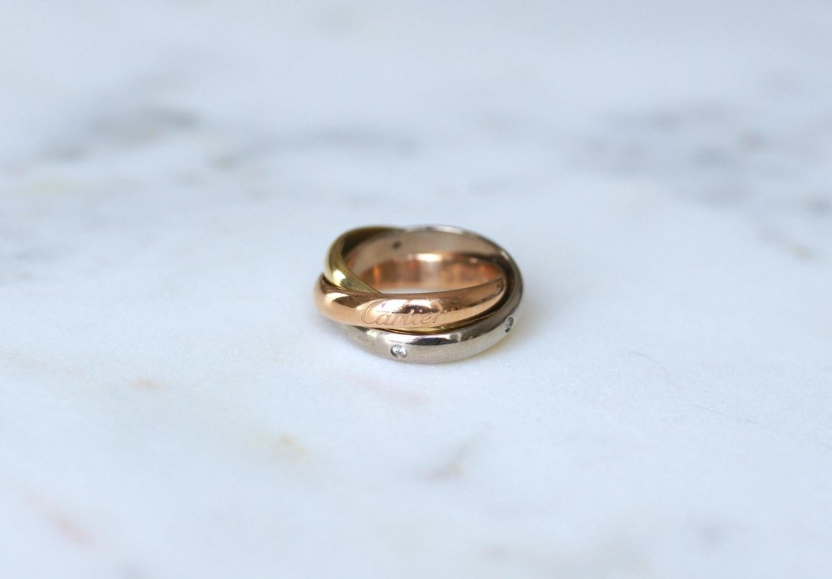 Bague Cartier Trinity 3 Ors Modèle Classique 5 Diamants Taille 49 - Castafiore