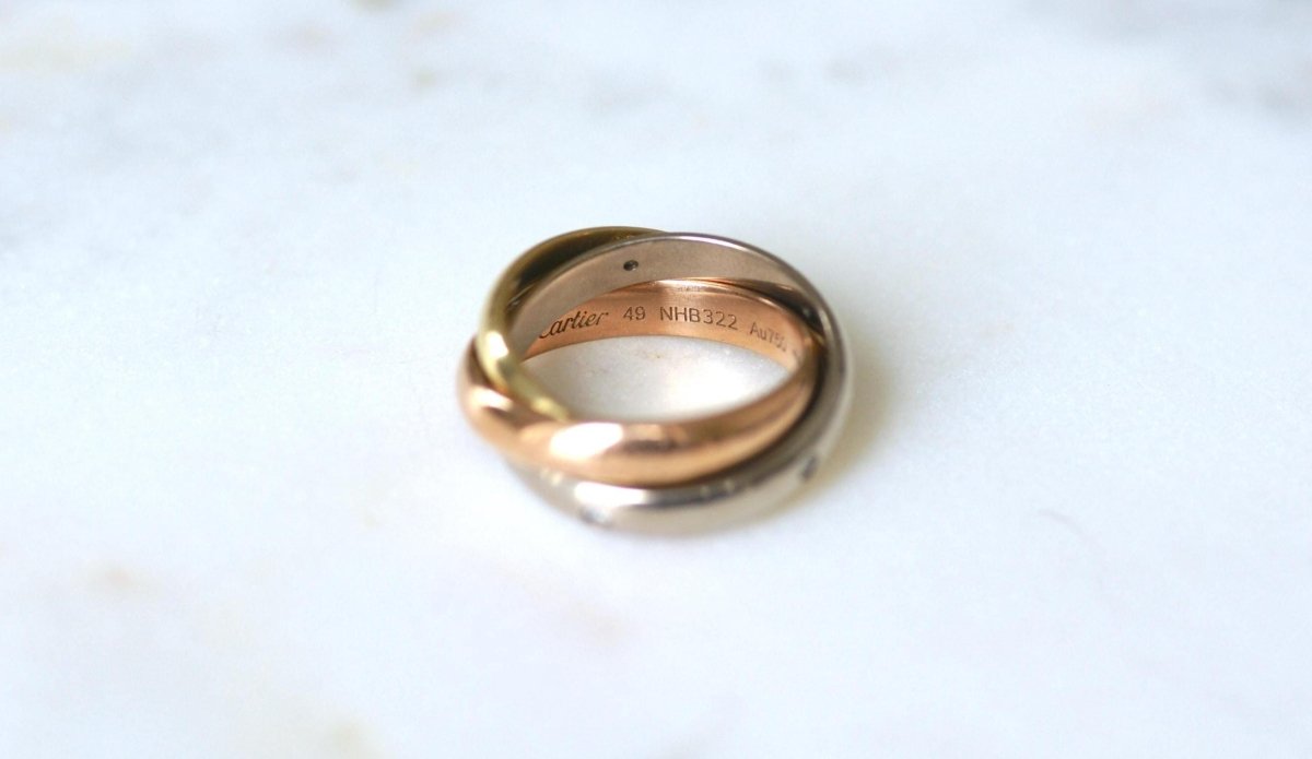 Bague Cartier Trinity 3 Ors Modèle Classique 5 Diamants Taille 49 - Castafiore