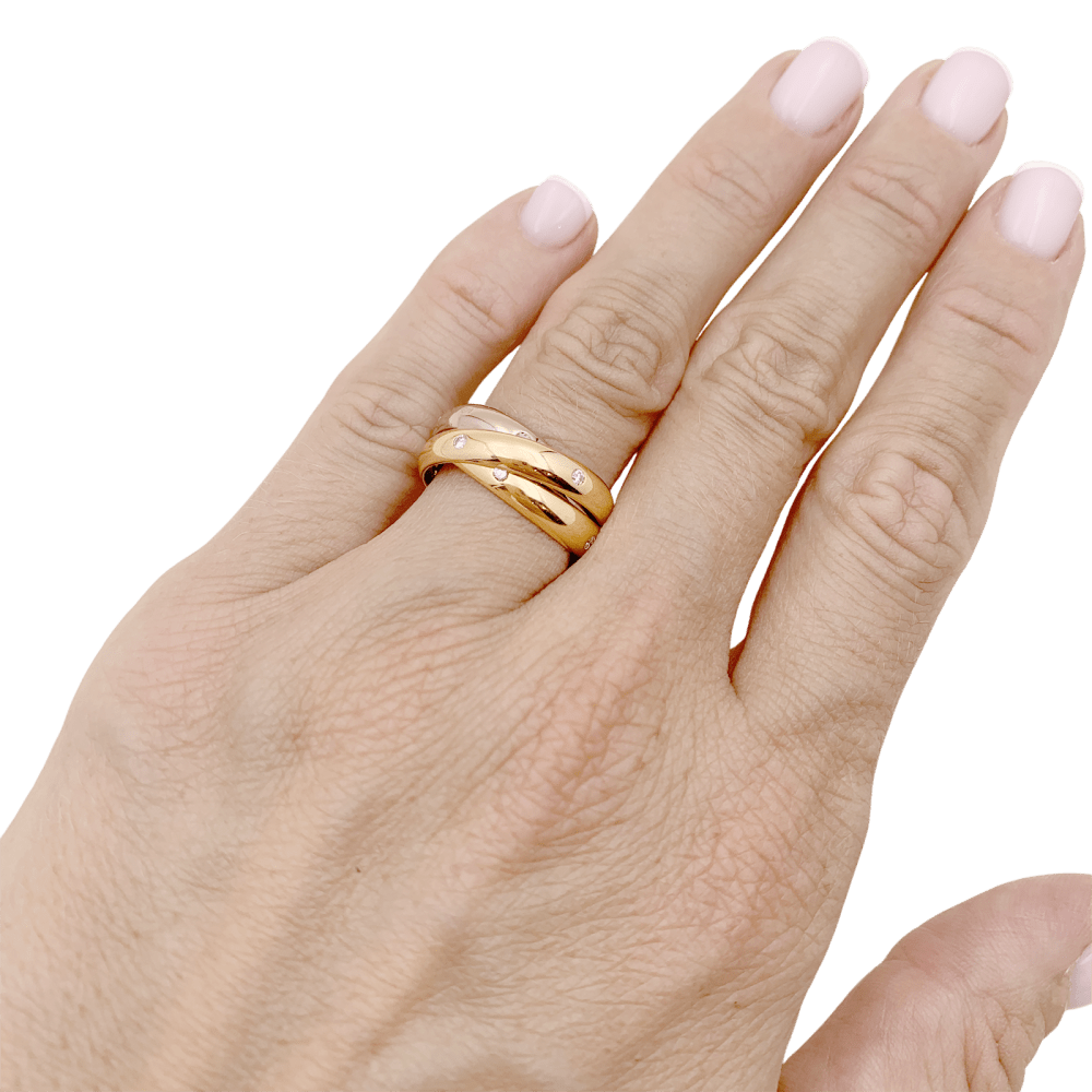 Bague CARTIER, "Trinity Constellation" en or rose jaune et blanc et diamants - Castafiore