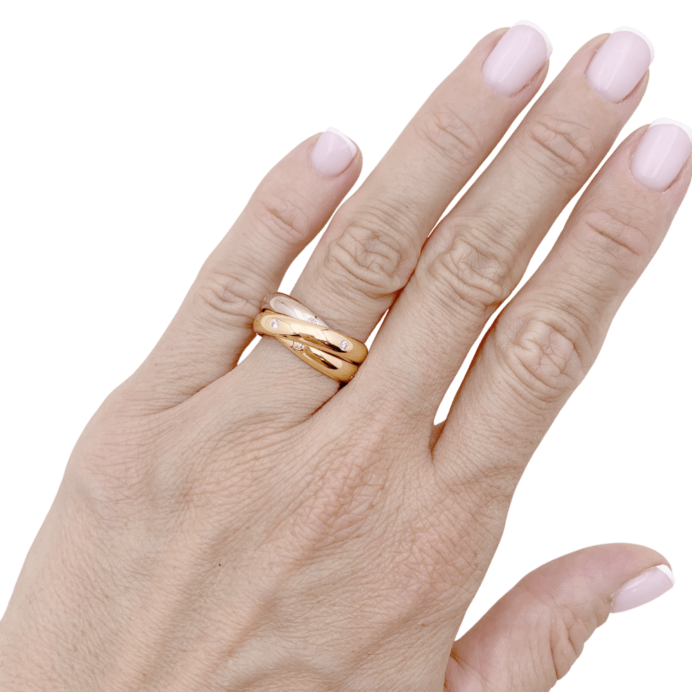 Bague CARTIER, "Trinity Constellation" en or rose jaune et blanc et diamants - Castafiore