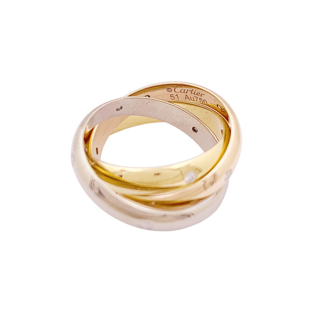 Bague CARTIER, "Trinity Constellation" en or rose jaune et blanc et diamants - Castafiore