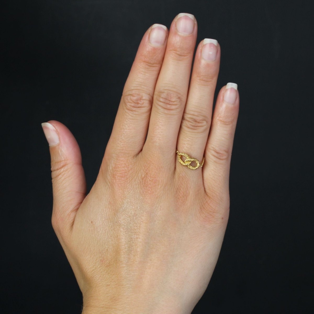 Bague chaine or jaune boucles entrelacées - Castafiore