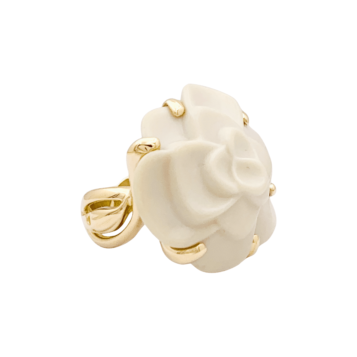 Bague CHANEL "Camélia", en or jaune et agate - Castafiore