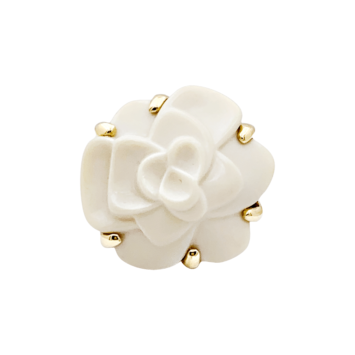 Bague CHANEL "Camélia", en or jaune et agate - Castafiore