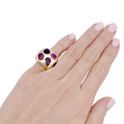 Bague CHANEL "Chevalière" en or jaune et pierres de couleur - Castafiore