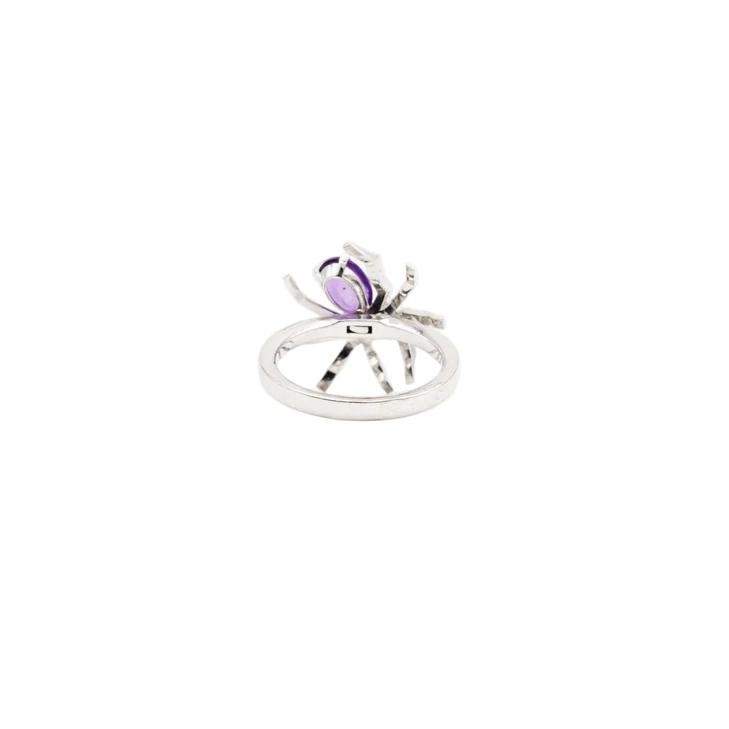 Bague CHAUMET "Attrape moi si tu m'aimes", "Araignée" en or blanc, améthyste, saphir rose et diamants - Castafiore