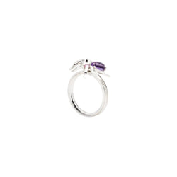 Bague CHAUMET "Attrape moi si tu m'aimes", "Araignée" en or blanc, améthyste, saphir rose et diamants - Castafiore