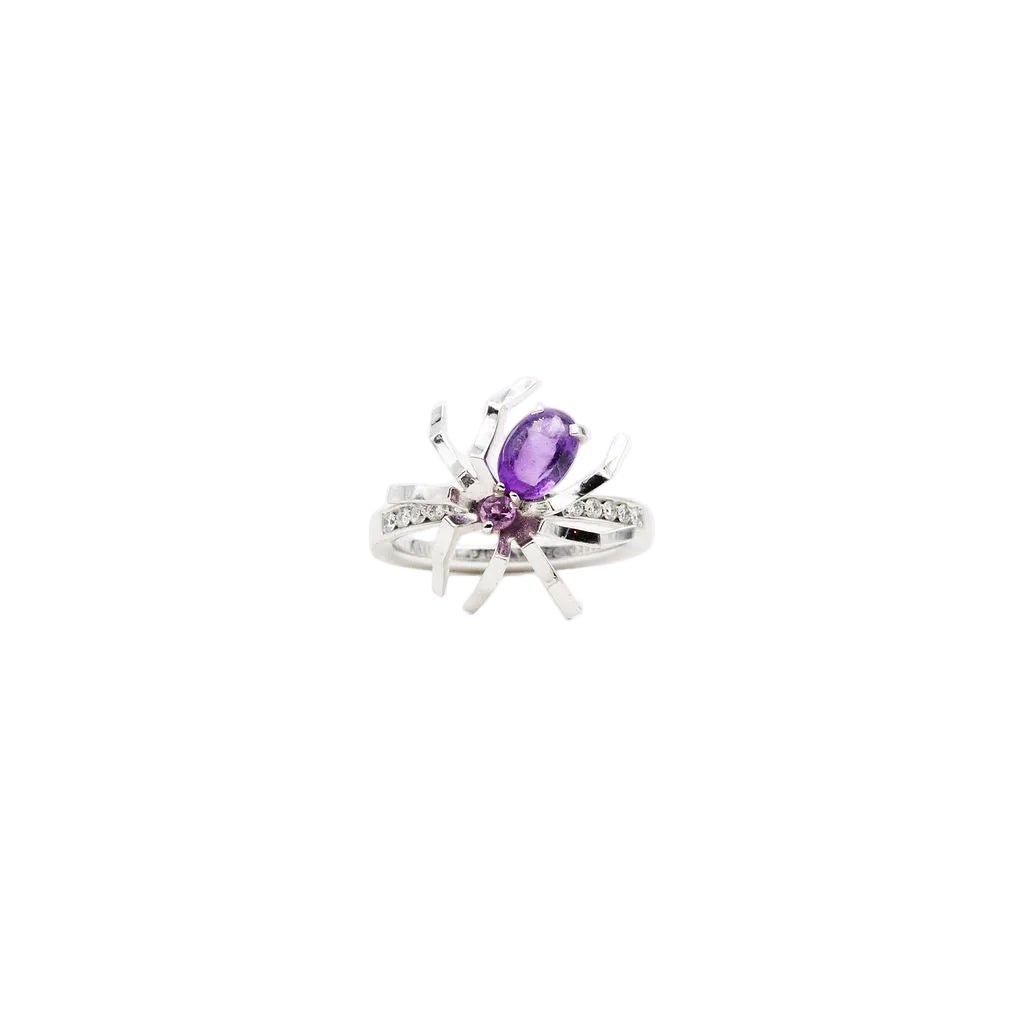 Bague CHAUMET "Attrape moi si tu m'aimes", "Araignée" en or blanc, améthyste, saphir rose et diamants - Castafiore