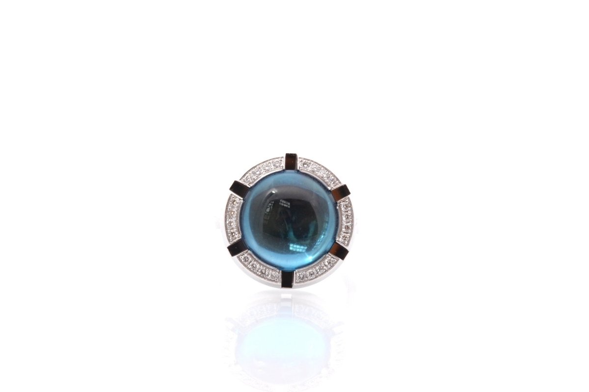 Bague CHAUMET "Class One Croisière" en or blanc, topaze et diamants - Castafiore