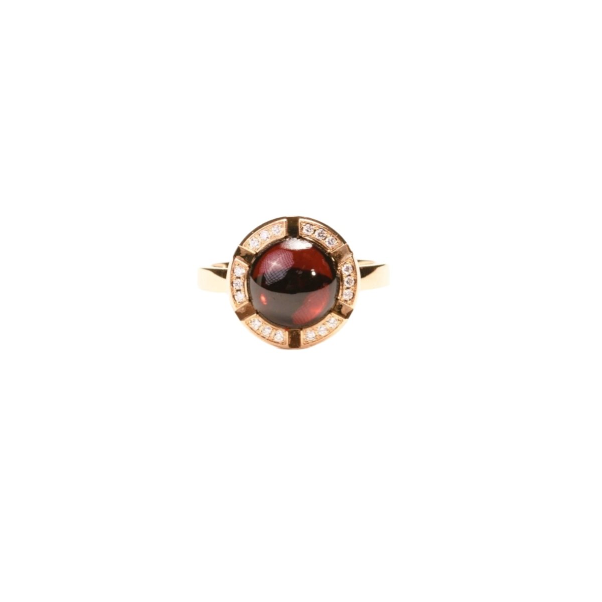 Bague CHAUMET "Class One Croisière" en or rose, cabochon de grenat et diamants - Castafiore