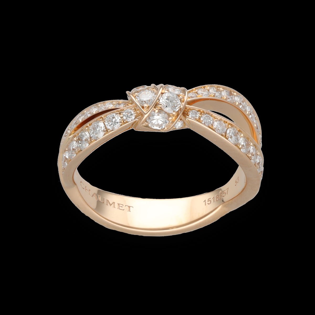 Bague Chaumet collection liens séduction vers 2016 en or rose 18 Cts et diamants. Taille 53. - Castafiore