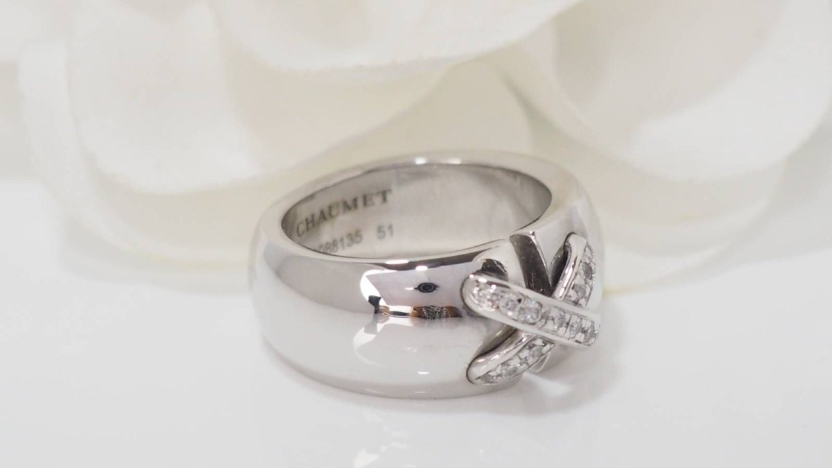 Bague Chaumet double Liens en or blanc et diamants - Castafiore