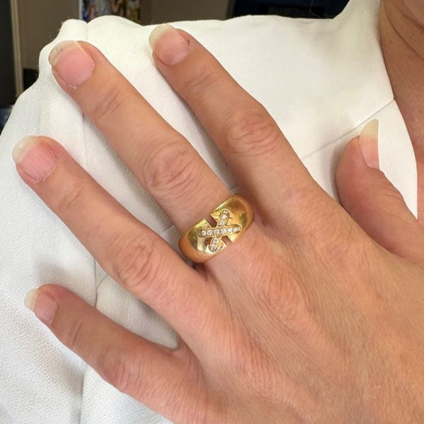 Bague CHAUMET Double liens en or jaune et diamants - Castafiore